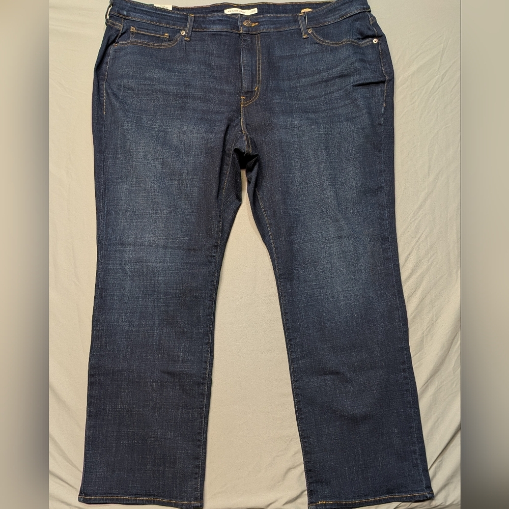 NWT Levi 414 Classic Straight Mid Rise Stretch Dark Blue Women's Jeans Sz 26W?